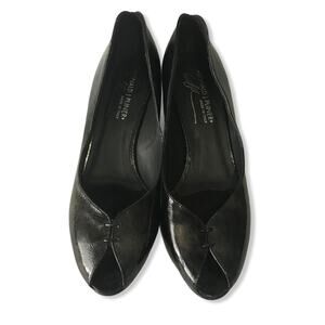 Donald J Pliner Dark Gray Brown Metallic Open Peep Toe Kitten Heel Pump 8